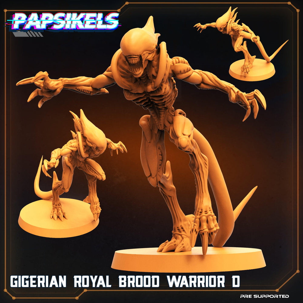 3D Printed Papsikels Cyberpunk Sci-Fi Gigerian Royal Brood Warrior Set - 28mm 32mm (Online Only)