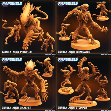 3D Printed Papsikels Cyberpunk Sci-Fi Gorilla Alien Set - 28mm 32mm (Online Only)