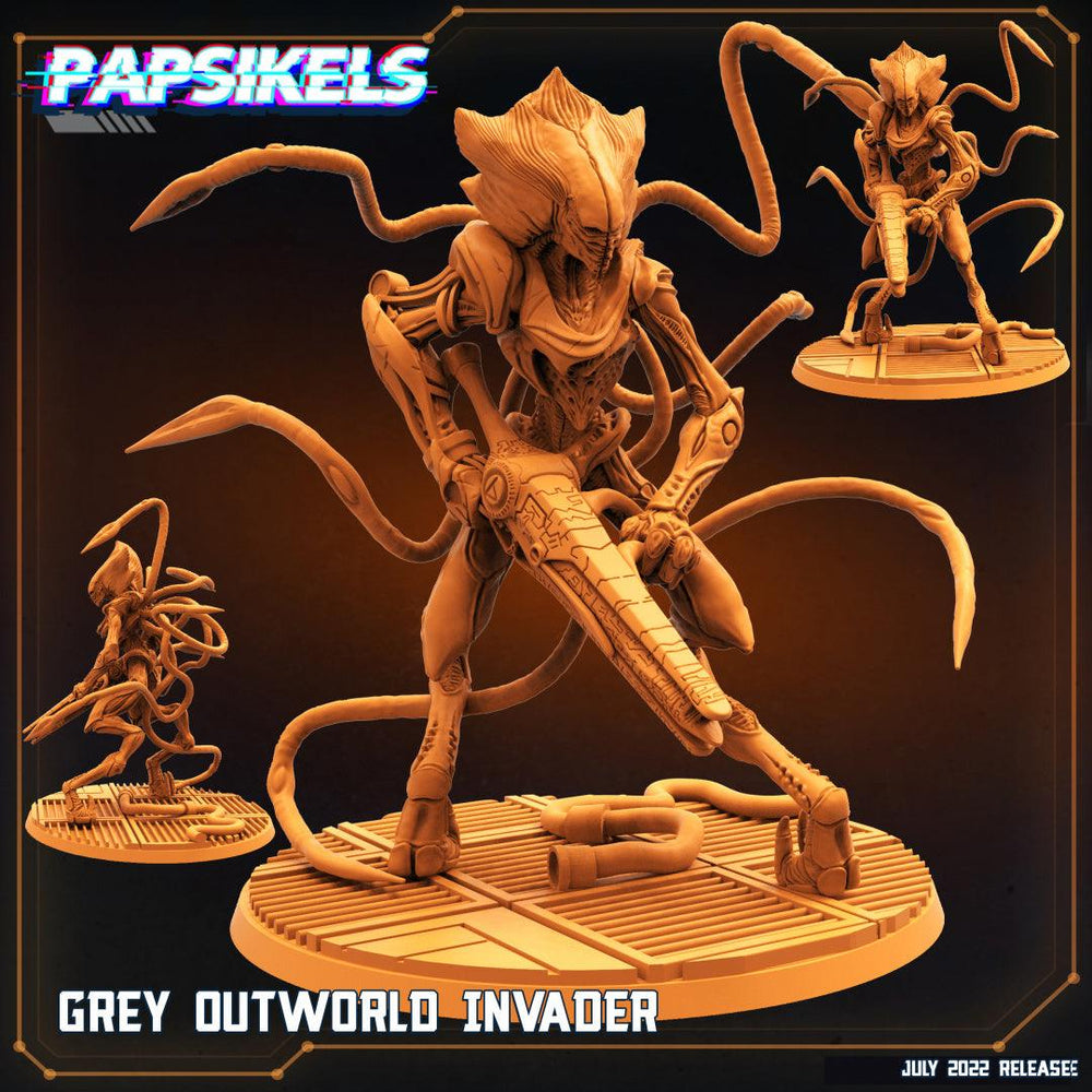 3D Printed Papsikels Cyberpunk Sci-Fi Grey Kind Outworld Invaders Set - 28mm 32mm (Online Only)
