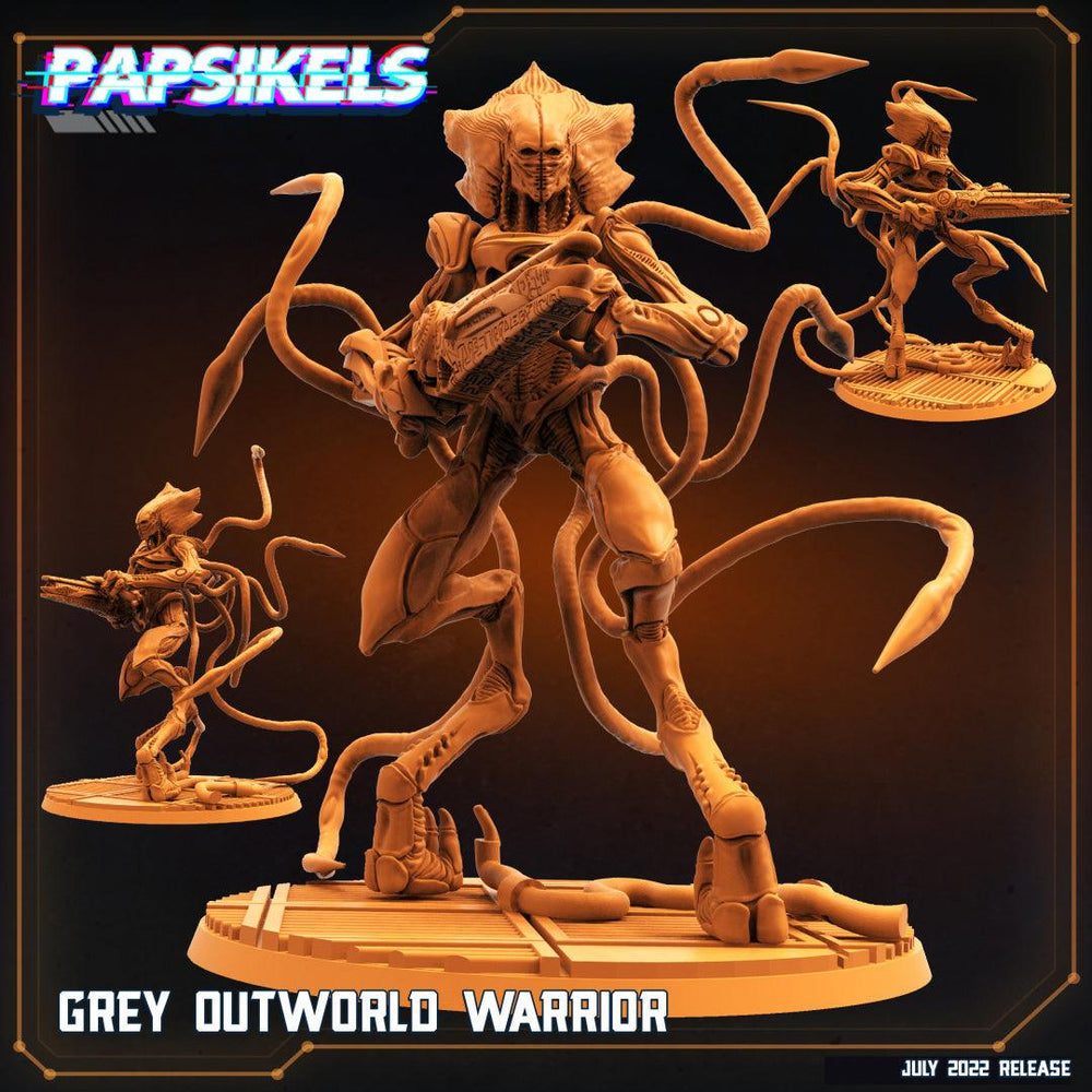 3D Printed Papsikels Cyberpunk Sci-Fi Grey Kind Outworld Invaders Set - 28mm 32mm (Online Only)