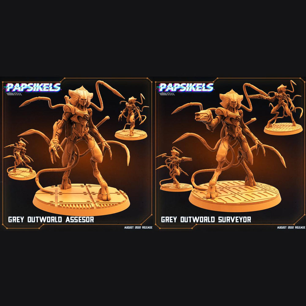 3D Printed Papsikels Cyberpunk Sci-Fi Grey Outworld Alien Set - 28mm 32mm (Online Only)