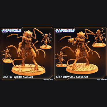3D Printed Papsikels Cyberpunk Sci-Fi Grey Outworld Alien Set - 28mm 32mm (Online Only)