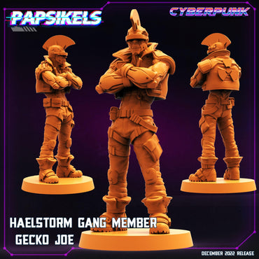 3D Printed Papsikels Cyberpunk Sci-Fi Haelstorm Gang Member Gecko Joe - 28mm 32mm (Online Only)