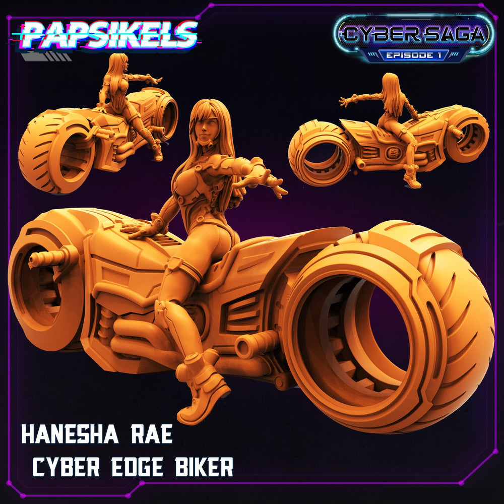 3D Printed Papsikels Cyberpunk Sci-Fi Hanesha Rae Cyber Edge Biker Cyber Saga - 28mm 32mm (Online Only)
