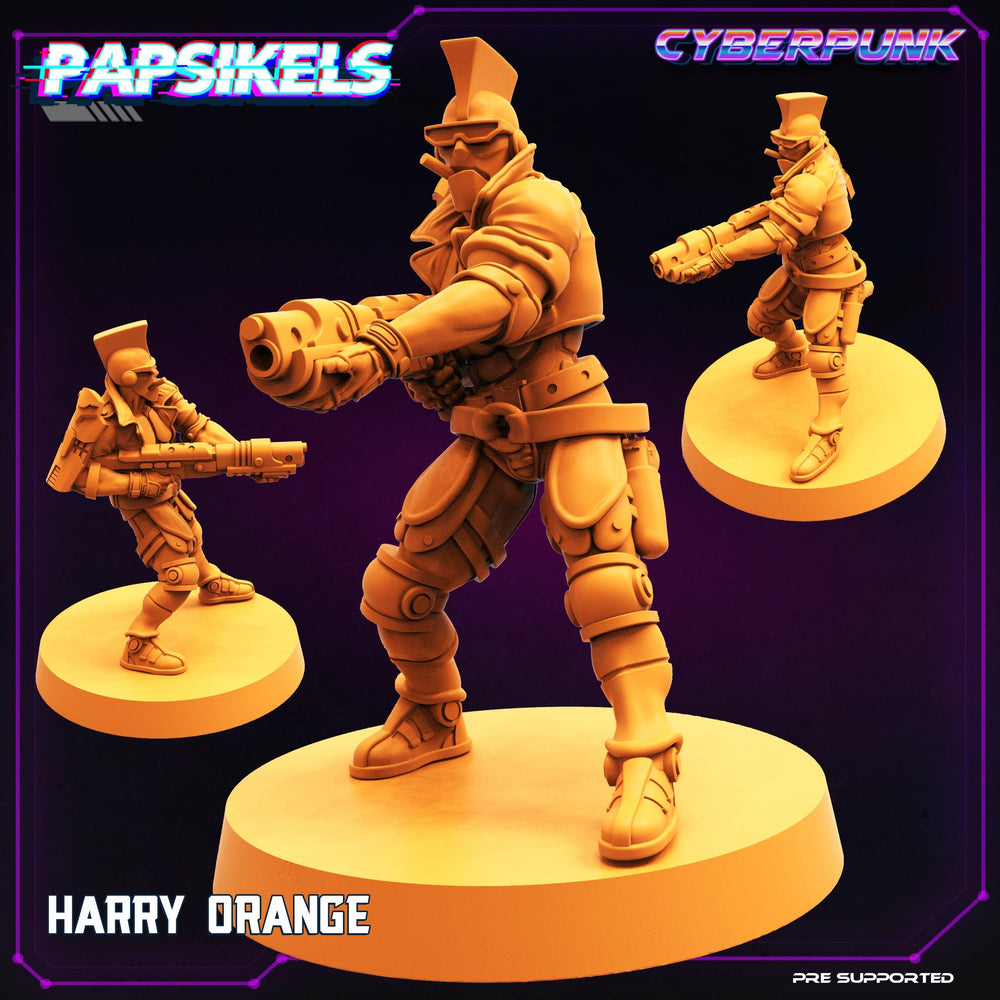 3D Printed Papsikels Cyberpunk Sci-Fi Harry Orange - 28mm 32mm (Online Only)