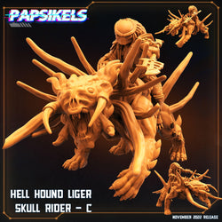 3D Printed Papsikels Cyberpunk Sci-Fi Hell Hound Liger Skull Rider Set - 28mm 32mm (Online Only)