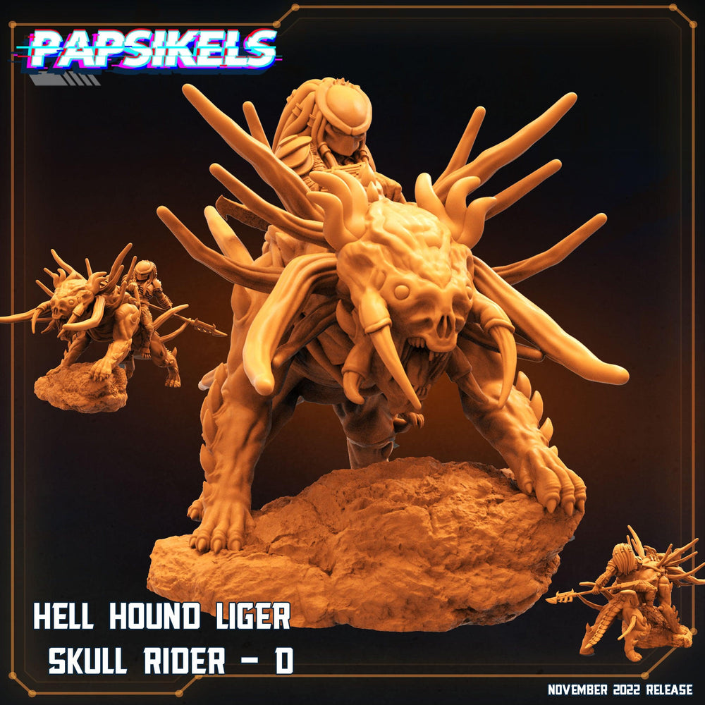 3D Printed Papsikels Cyberpunk Sci-Fi Hell Hound Liger Skull Rider Set - 28mm 32mm (Online Only)