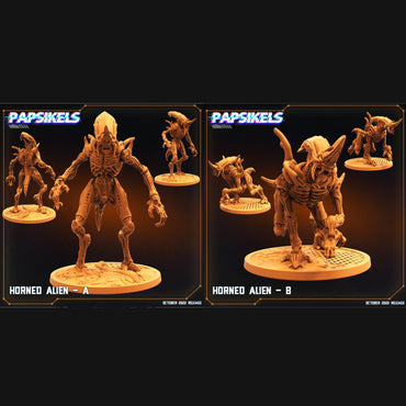 3D Printed Papsikels Cyberpunk Sci-Fi Horned Alien Set - 28mm 32mm (Online Only)
