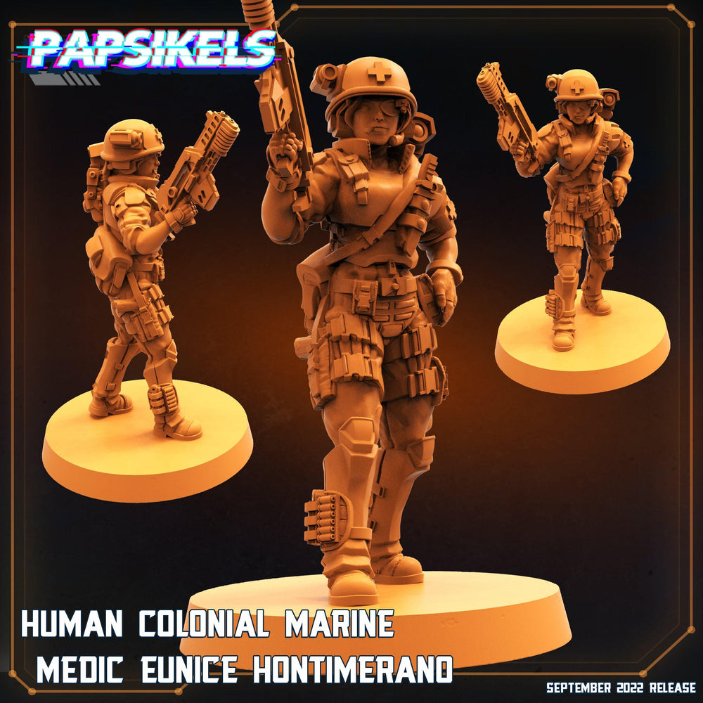3D Printed Papsikels Cyberpunk Sci-Fi Human Colonial Marine Medic Eunice Hontimerano - 28mm 32mm (Online Only)