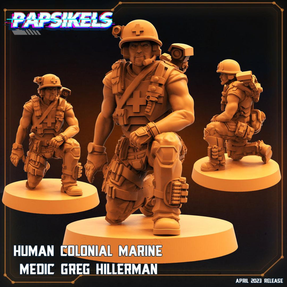 3D Printed Papsikels Cyberpunk Sci-Fi - Human Colonial Marine Medic Greg Hillerman - 28mm 32mm (Online Only)