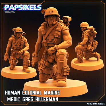 3D Printed Papsikels Cyberpunk Sci-Fi - Human Colonial Marine Medic Greg Hillerman - 28mm 32mm (Online Only)