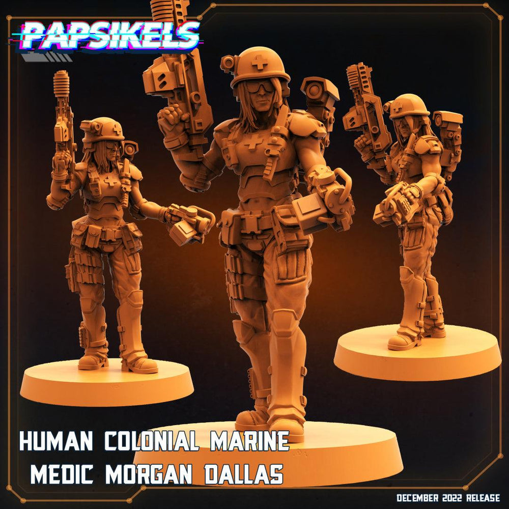 3D Printed Papsikels Cyberpunk Sci-Fi-Human Colonial Marine Medic Morgan Dallas 28mm 32mm (Online Only)