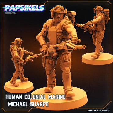 3D Printed Papsikels Cyberpunk Sci-Fi - Human Colonial Marine Michael Sharpe - 28mm 32mm (Online Only)