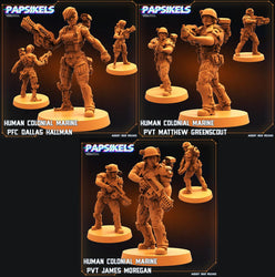 3D Printed Papsikels Cyberpunk Sci-Fi Human Colonial Marine Pfc Set - 28mm 32mm (Online Only)