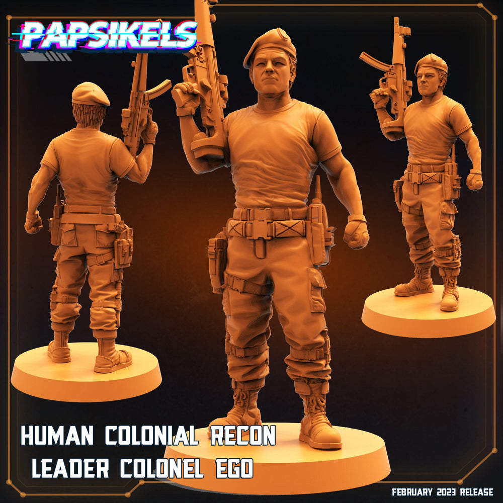 3D Printed Papsikels Cyberpunk  Sci-Fi - Human Colonial Recon Leader Colonel Ego - 28mm 32mm (Online Only)