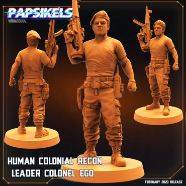 3D Printed Papsikels Cyberpunk  Sci-Fi - Human Colonial Recon Leader Colonel Ego - 28mm 32mm (Online Only)