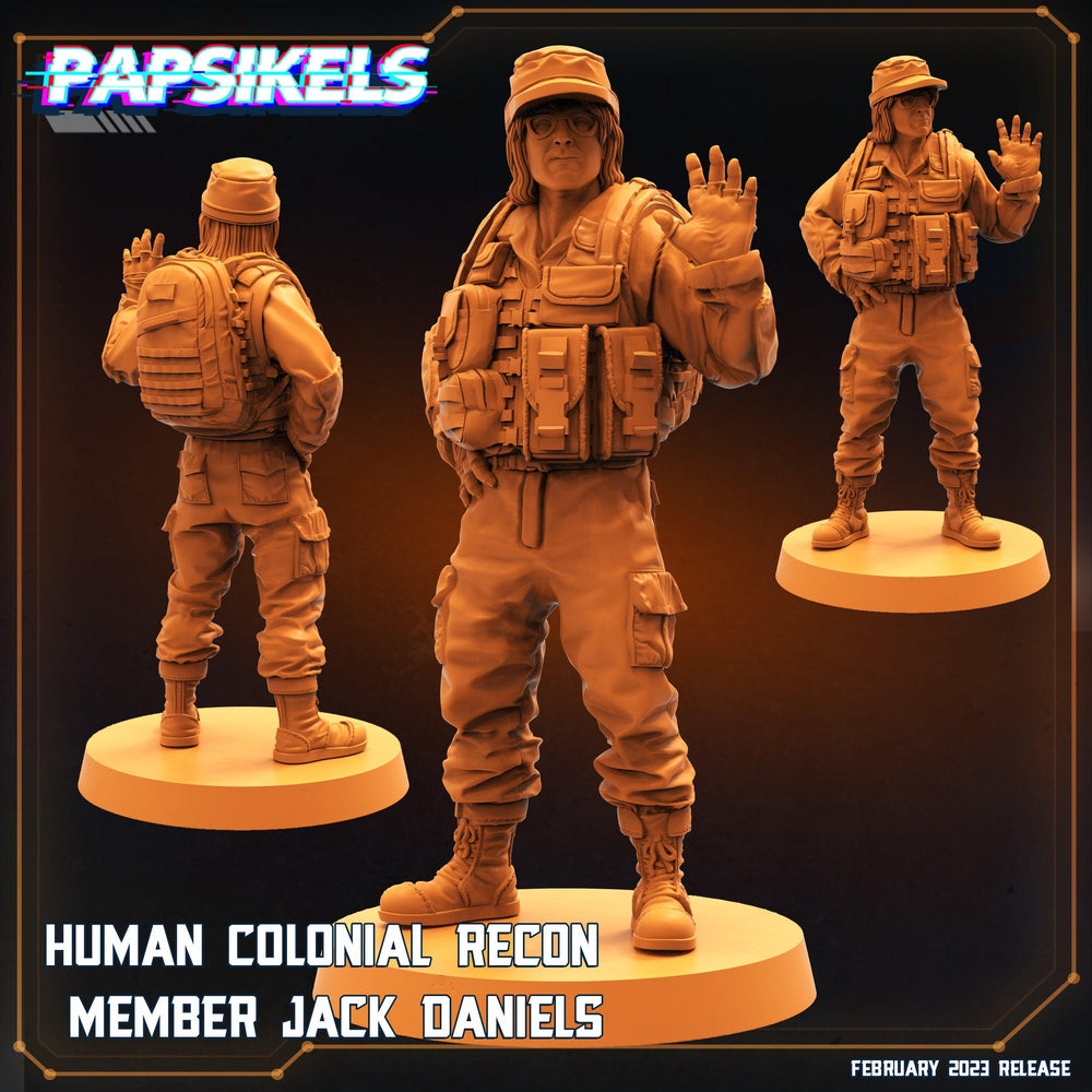 3D Printed Papsikels Cyberpunk  Sci-Fi - Human Colonial Recon Member Jack Daniels - 28mm 32mm (Online Only)