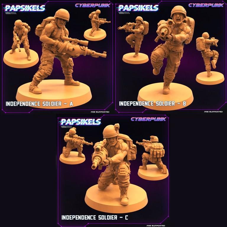 3D Printed Papsikels Cyberpunk Sci-Fi Independence Soldier Set - 28mm 32mm (Online Only)