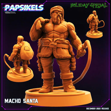 3D Printed Papsikels Cyberpunk Sci-Fi Macho Santa - 28mm 32mm (Online Only)