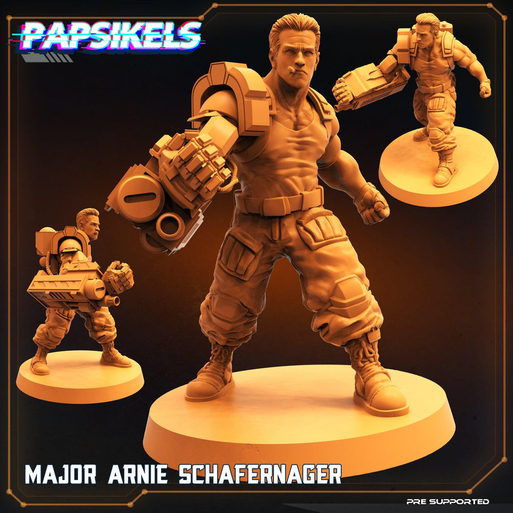 3D Printed Papsikels Cyberpunk Sci-Fi Major Arnie Schafenager - 28mm 32mm (Online Only)
