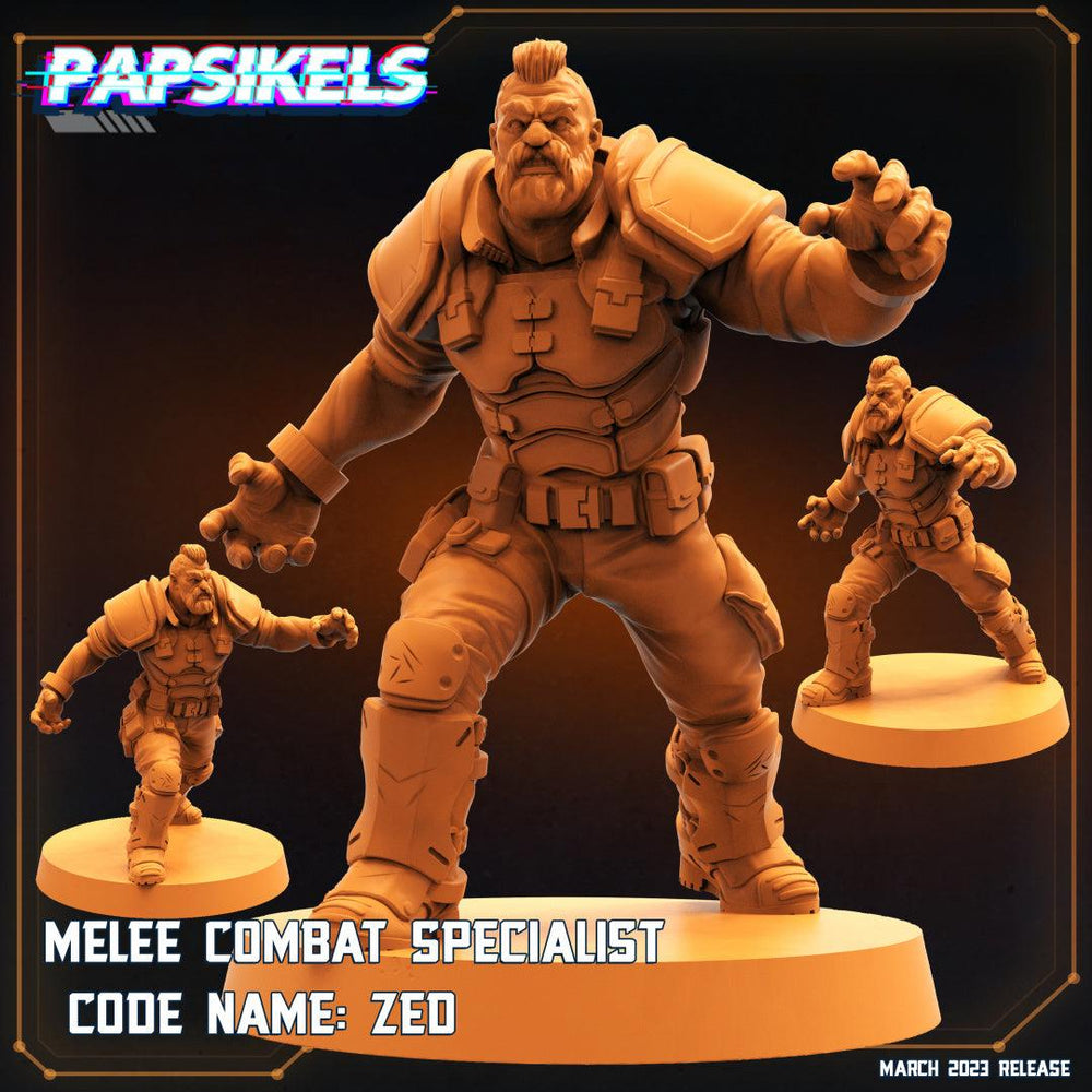 3D Printed Papsikels Cyberpunk Sci-Fi - Melee Combat Specialist Code Name Zed - 28mm 32mm (Online Only)