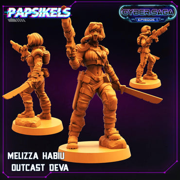 3D Printed Papsikels Cyberpunk Sci-Fi Melizza Habiu Outcast Deva Cyber Saga - 28mm 32mm (Online Only)