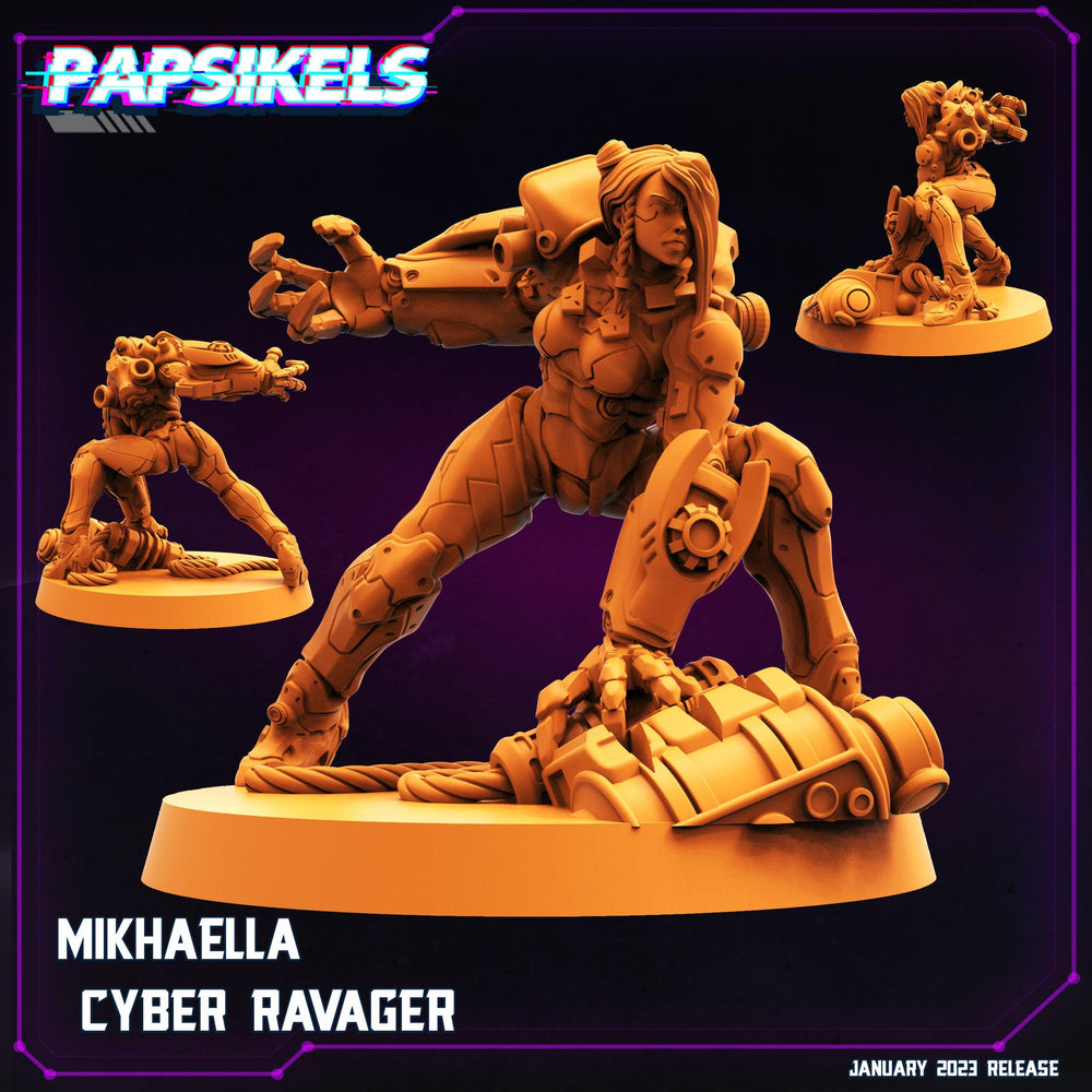 3D Printed Papsikels Cyberpunk Sci-Fi - Mikhaella Cyber Ravageri- 28mm 32mm (Online Only)
