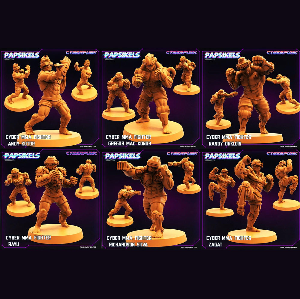 3D Printed Papsikels Cyberpunk Sci-Fi Mma Boxer Fighter Set - 28mm 32mm (Online Only)