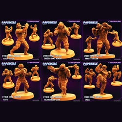 3D Printed Papsikels Cyberpunk Sci-Fi Mma Boxer Fighter Set - 28mm 32mm (Online Only)