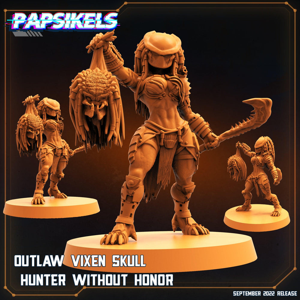 3D Printed Papsikels Cyberpunk Sci-Fi Outlaw Vixen Skull Hunter Without Honor - 28mm 32mm (Online Only)