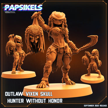 3D Printed Papsikels Cyberpunk Sci-Fi Outlaw Vixen Skull Hunter Without Honor - 28mm 32mm (Online Only)