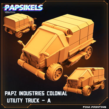 3D Printed Papsikels Cyberpunk Sci-Fi Papz Industries Colonial Utility Truck A - 28mm 32mm (Online Only)
