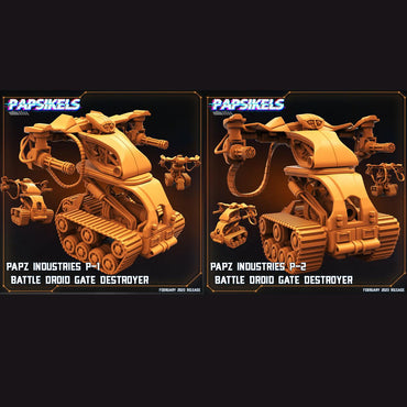 3D Printed Papsikels Cyberpunk Sci-Fi - Papz Industries P1 P2 Battle Droid Gate Destroyer - 28mm 32mm (Online Only)