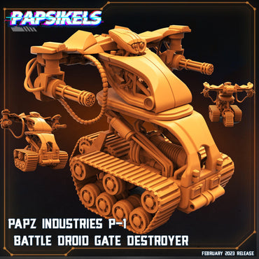 3D Printed Papsikels Cyberpunk Sci-Fi - Papz Industries P1 P2 Battle Droid Gate Destroyer - 28mm 32mm (Online Only)