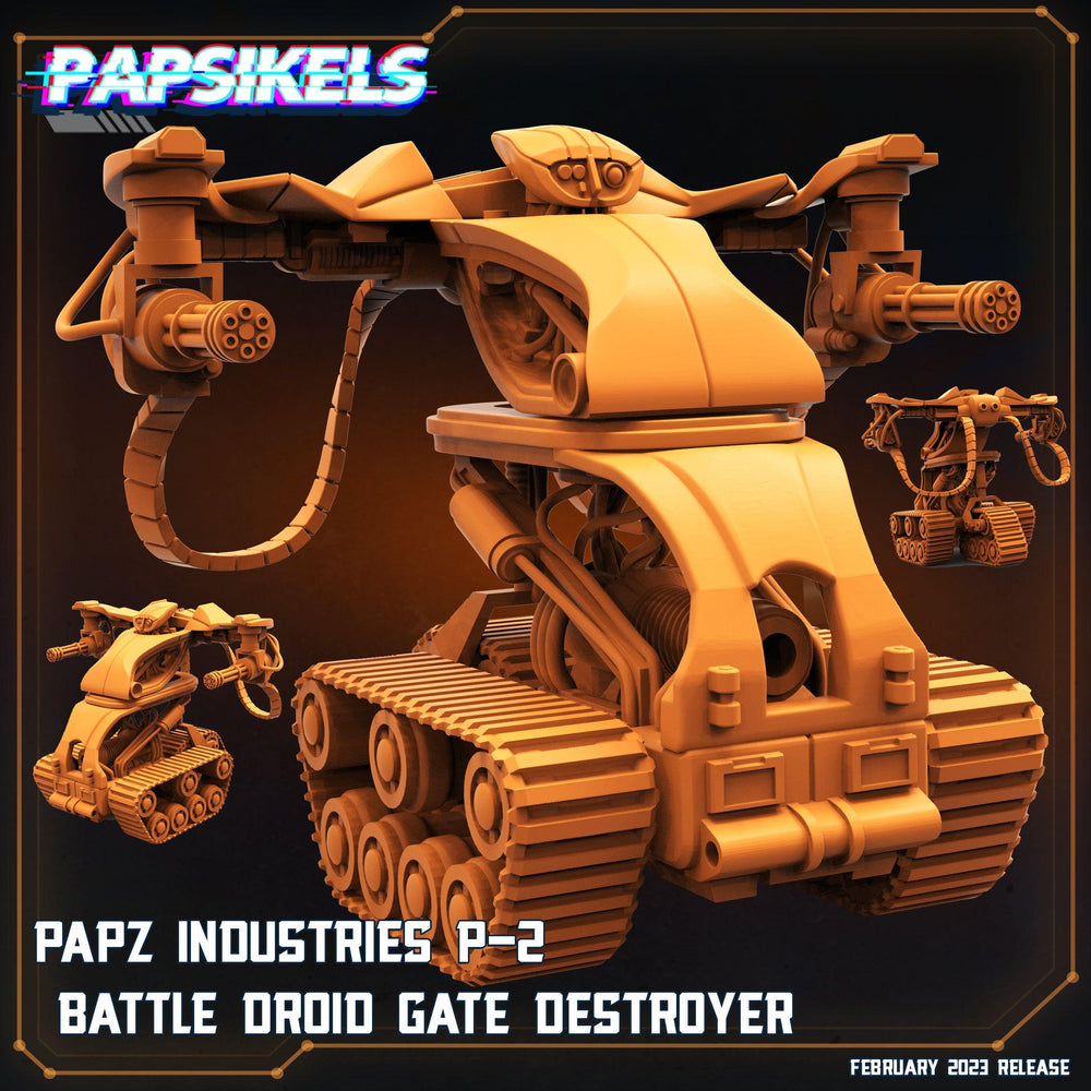 3D Printed Papsikels Cyberpunk Sci-Fi - Papz Industries P1 P2 Battle Droid Gate Destroyer - 28mm 32mm (Online Only)