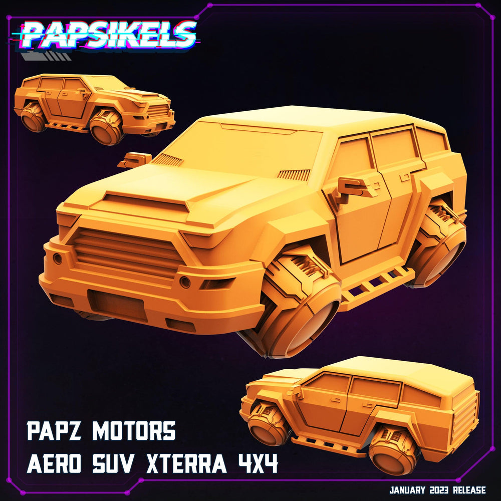 3D Printed Papsikels Cyberpunk Sci-Fi -Papz Motors Aero Suv Xterra 4x4 - 28mm 32mm (Online Only)