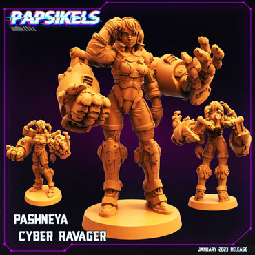 3D Printed Papsikels Cyberpunk Sci-Fi -Pashneya Cyber Ravager- 28mm 32mm (Online Only)
