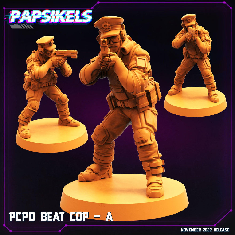 3D Printed Papsikels Cyberpunk Sci-Fi Pcpd Beat Cop Set - 28mm 32mm (Online Only)