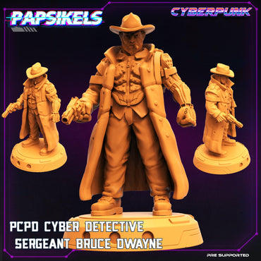 3D Printed Papsikels Cyberpunk Sci-Fi Pcpd Cyber Detective Sergeant Bruce Dwayne - 28mm 32mm (Online Only)