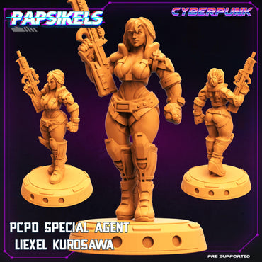 3D Printed Papsikels Cyberpunk Sci-Fi Pcpd Special Agent Liexel Kurosawa - 28mm 32mm (Online Only)