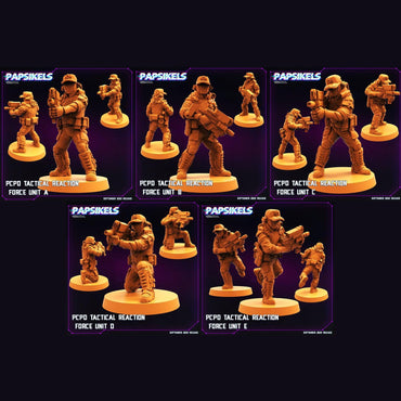 3D Printed Papsikels Cyberpunk Sci-Fi Pcpd Tactical Reaction Force Unit - 28mm 32mm (Online Only)