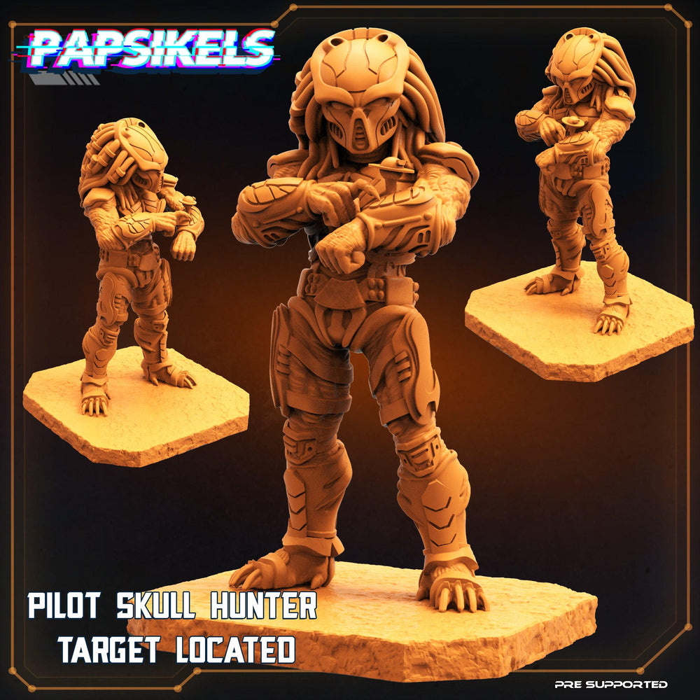 3D Printed Papsikels Cyberpunk Sci-Fi Pilot Skull Hunter Target Located - 28mm 32mm (Online Only)