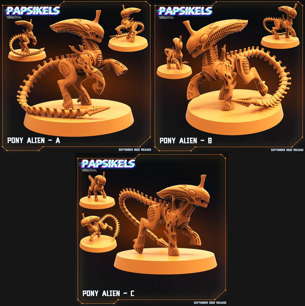 3D Printed Papsikels Cyberpunk Sci-Fi Pony Alien Set - 28mm 32mm (Online Only)