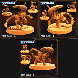 3D Printed Papsikels Cyberpunk Sci-Fi Pony Alien Set - 28mm 32mm (Online Only)