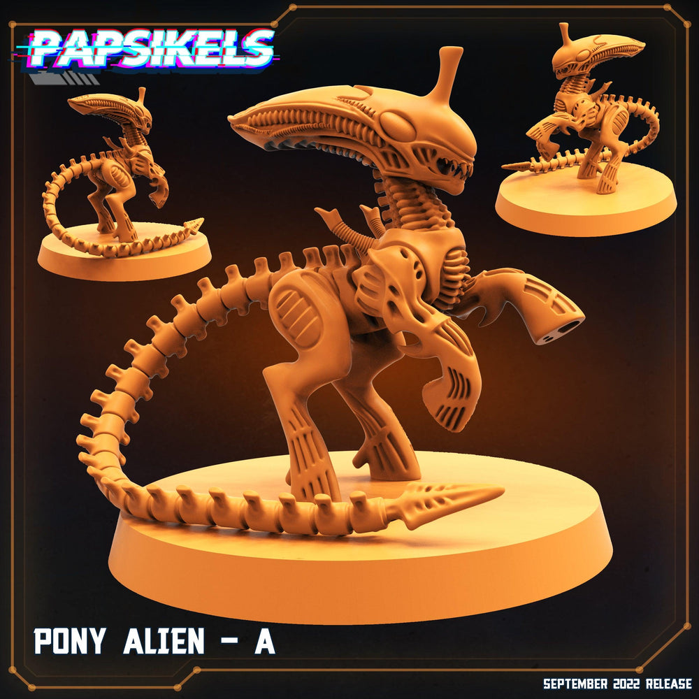 3D Printed Papsikels Cyberpunk Sci-Fi Pony Alien Set - 28mm 32mm (Online Only)