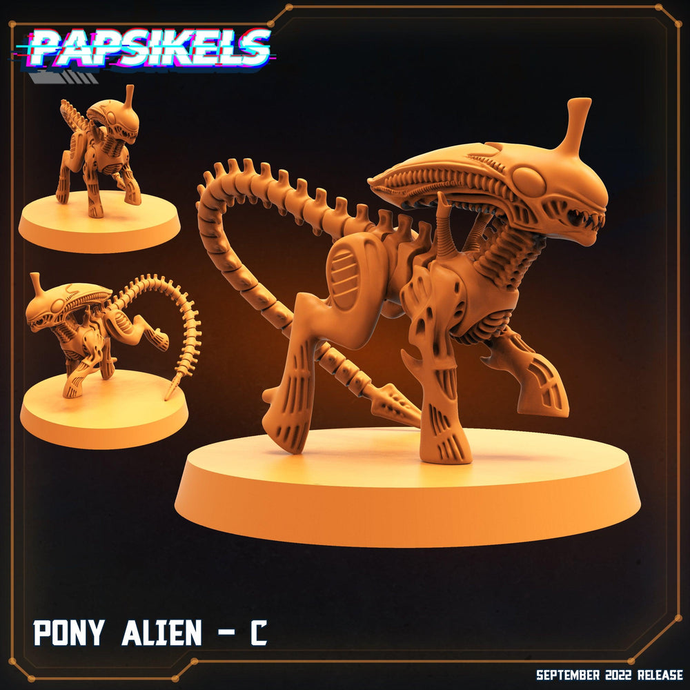 3D Printed Papsikels Cyberpunk Sci-Fi Pony Alien Set - 28mm 32mm (Online Only)