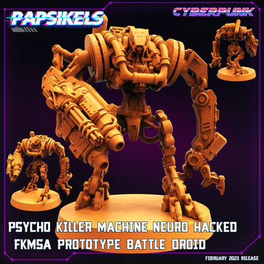 3D Printed Papsikels Cyberpunk Sci-Fi - Psycho Killer Machine Neuro Hacked Fkmsa Prototype Battle Droid - 28mm 32mm (Online Only)