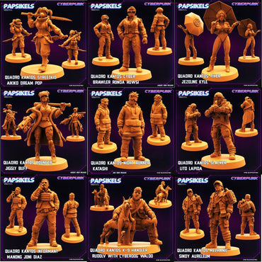 3D Printed Papsikels Cyberpunk Sci-Fi Quadro Kantos Set - 28mm 32mm (Online Only)