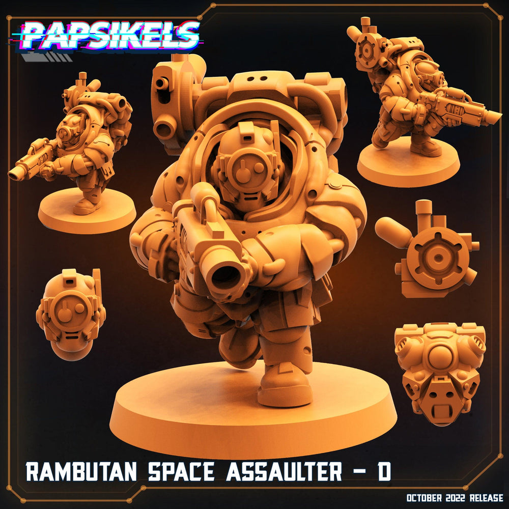 3D Printed Papsikels Cyberpunk Sci-Fi Rambutan Space Assaulters Set 2 - 28mm 32mm (Online Only)