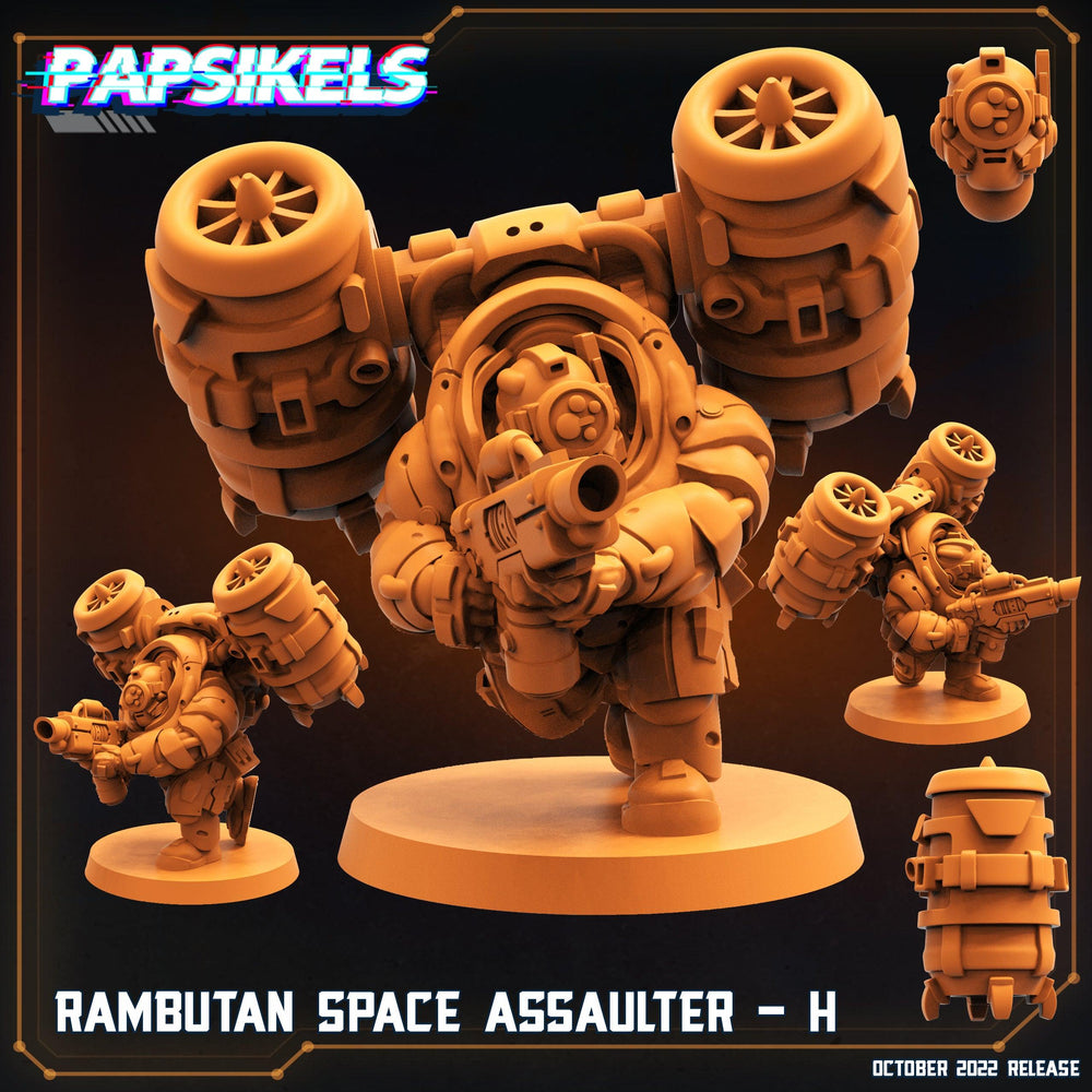 3D Printed Papsikels Cyberpunk Sci-Fi Rambutan Space Assaulters Set 2 - 28mm 32mm (Online Only)